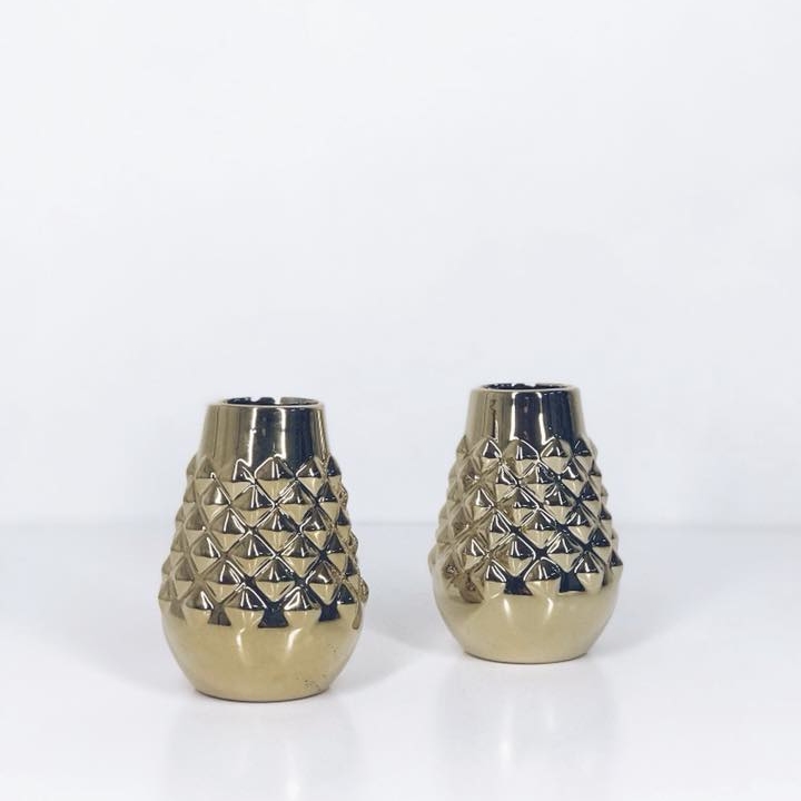 Ваза мала рельєфна кераміка золото VA-109