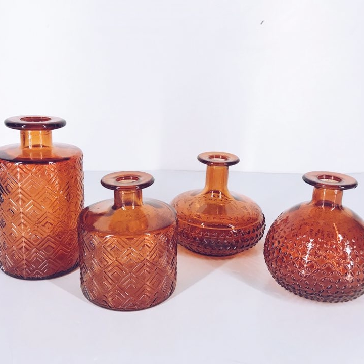 Ваза-пляшка кольорове рельєфне оранж VA-126