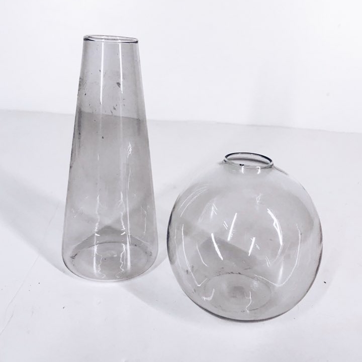 Ваза-куля/циліндр сіре прозоре скло VA-129