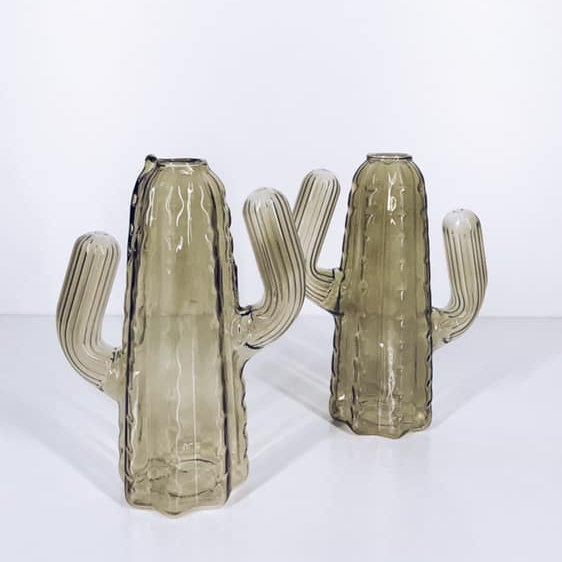 Ваза кактус коричневый прозоре скло VA-141