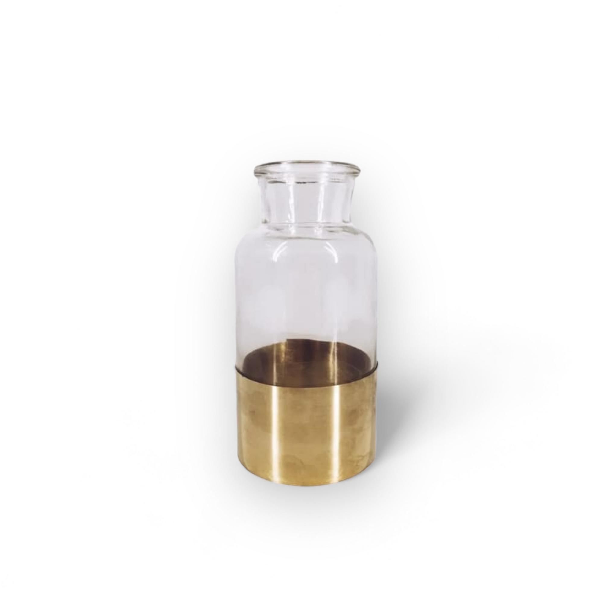 Ваза-банка мала прозора з золотою полосою VA-147