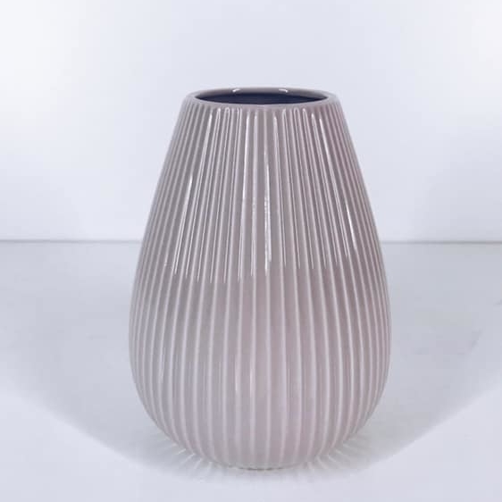 Ваза блідо-рожева рельєфна кераміка мала VA-154