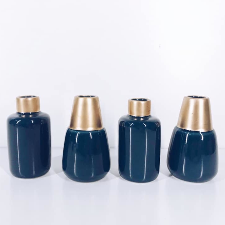 Ваза мала кераміка синьо-зелений/золото VA-156