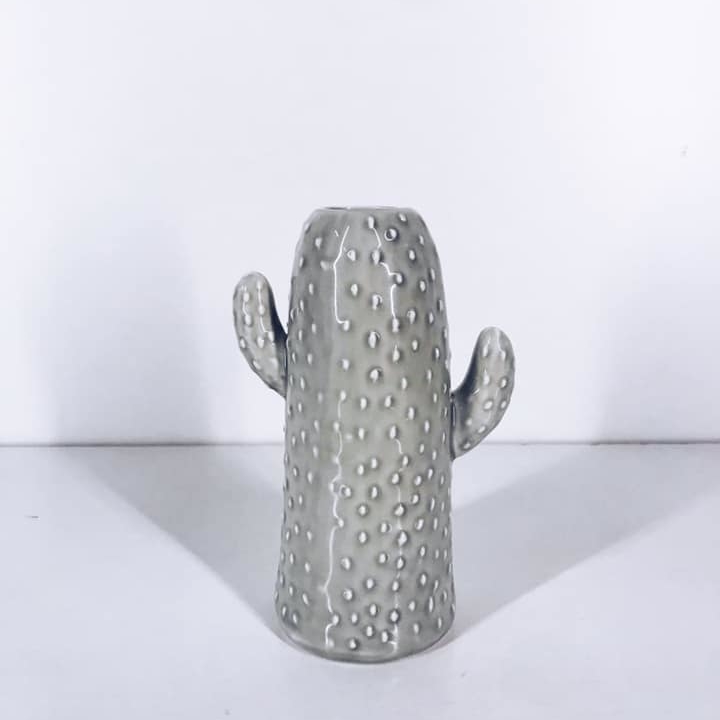 Ваза кактус сірий малий в крапку кераміка VA-157