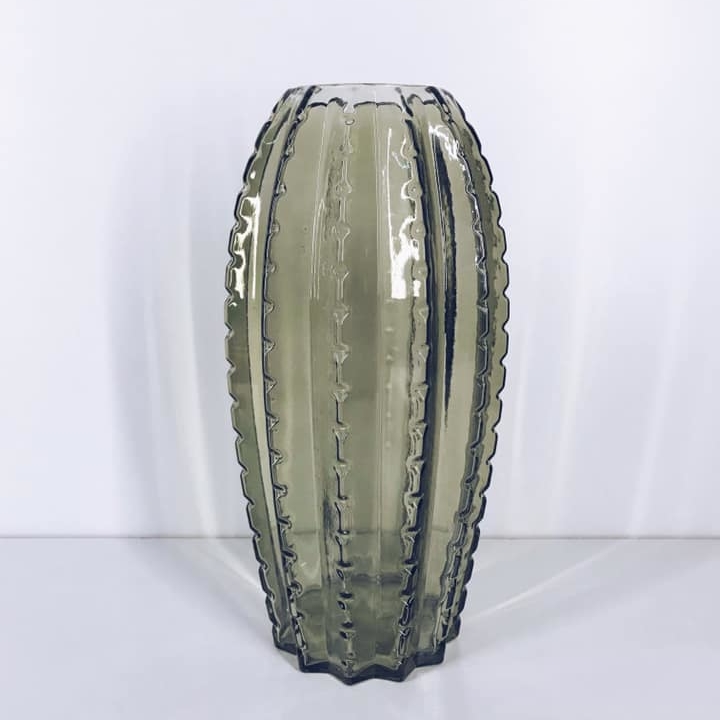 Ваза велика кактус зелена прозоре скло VA-159