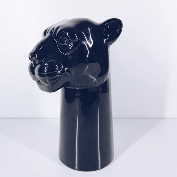Ваза пантера чорна кераміка VA-160
