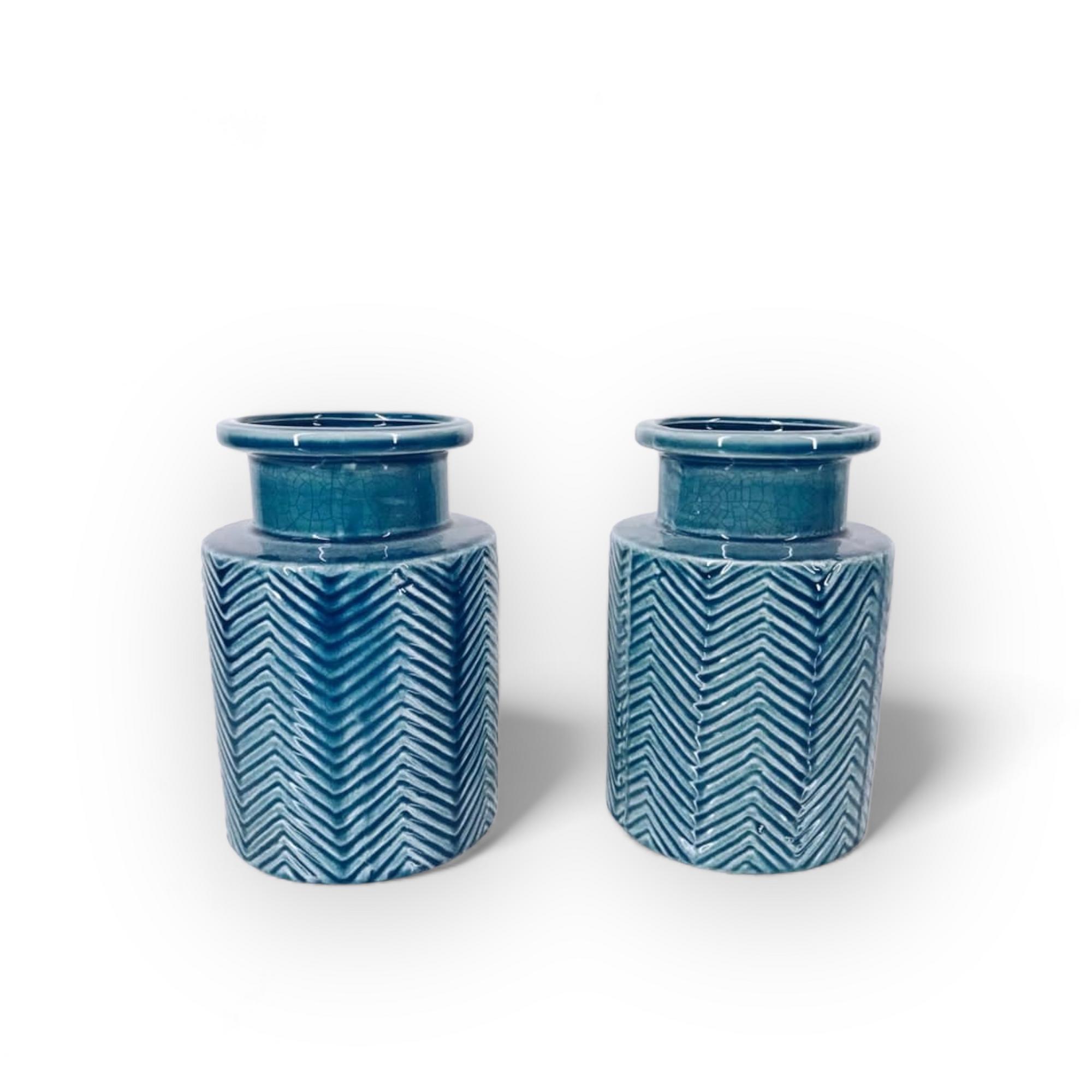 Ваза рельєфна кераміка бірюзовий  VA-163