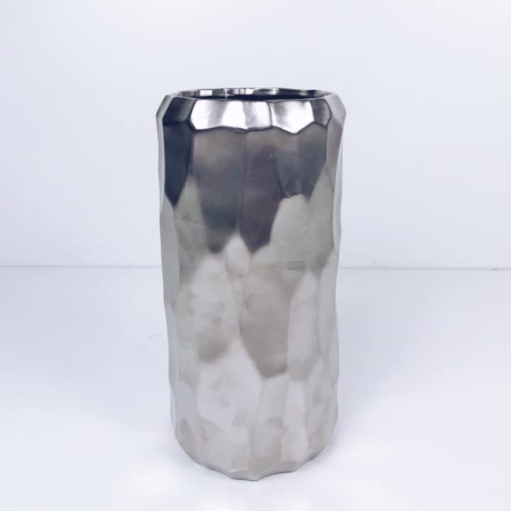 Ваза циліндр полігональний кераміка срібло VA-167