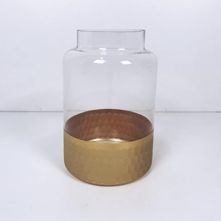 Ваза-банка велика скло/золота смуга VA-172