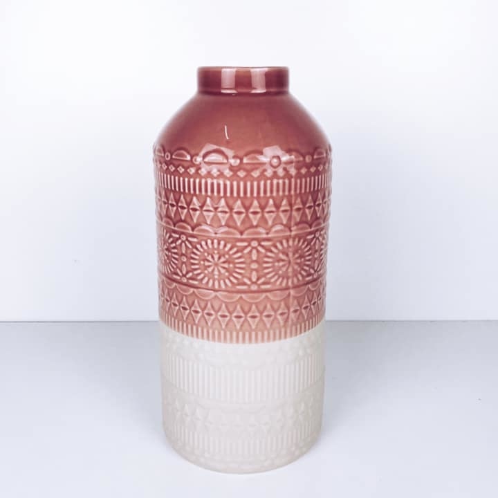 Ваза велика рельєф мат/глянець кераміка рожева VA-177