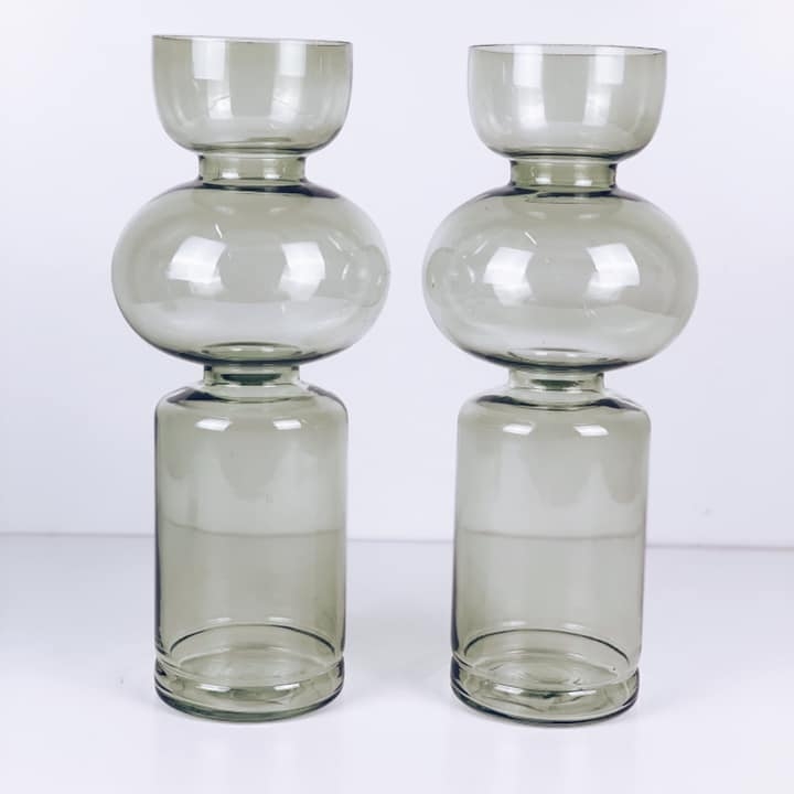 Ваза геометрична тонке скло сіра VA-215