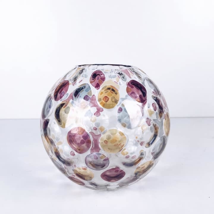 Ваза кругла кольорові плями скло VA-201