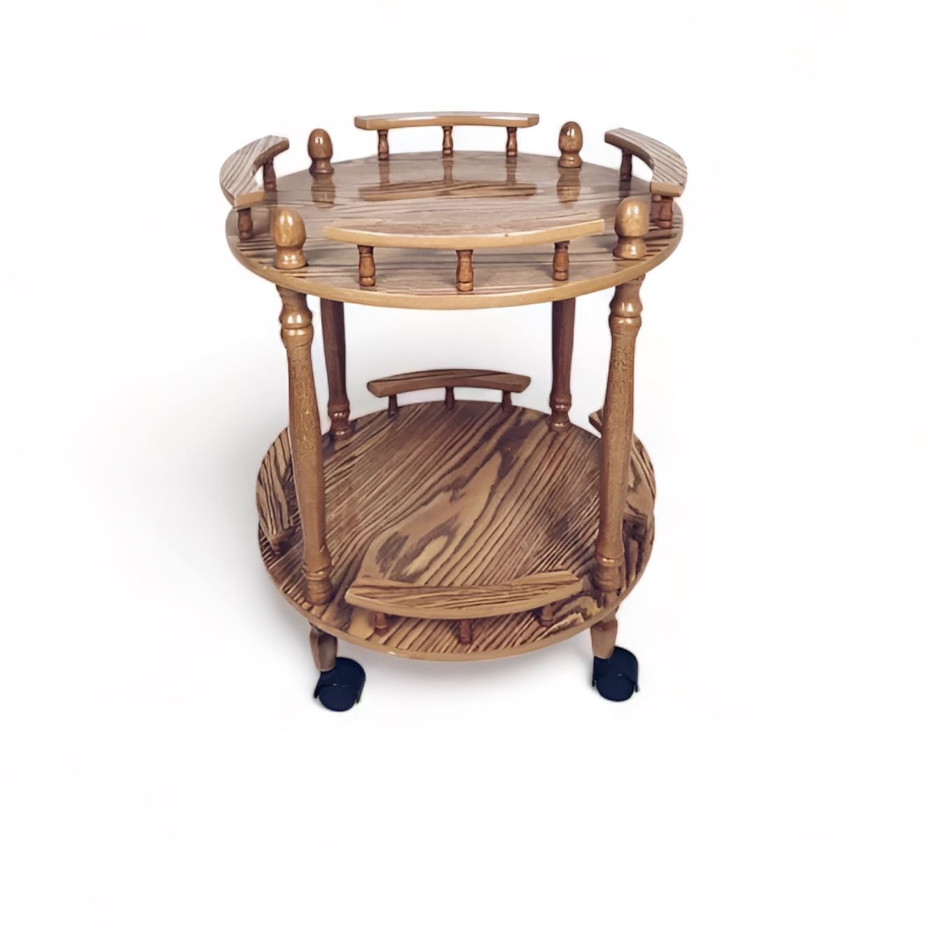 Столик-візочок сервірувальний круглий дубовий TB-909