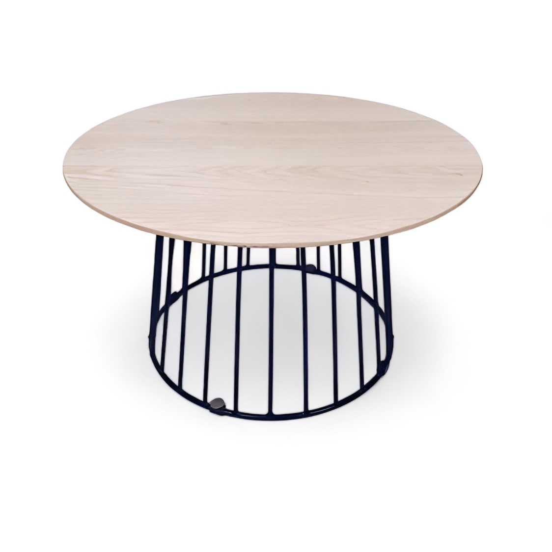 Столик кавовий круглий великий світле дерево/метал чорний TB-565