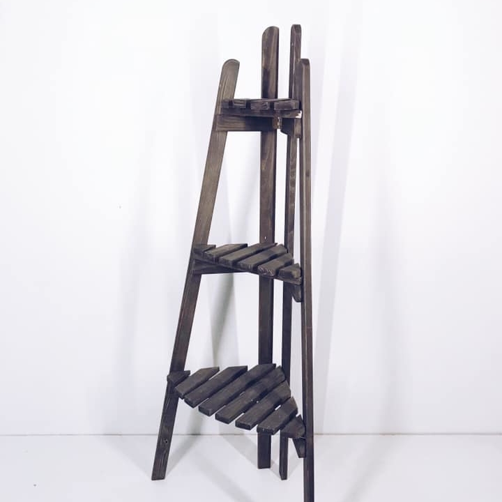 Етажерка кутова 3 полиці мала темне дерево SR-041