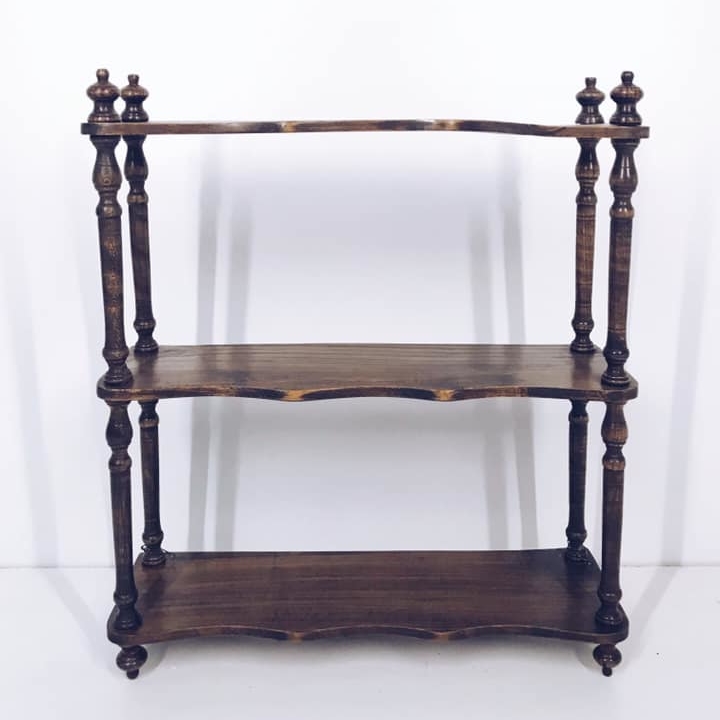 Етажерка 3 полиці фігурна темне дерево SR-044