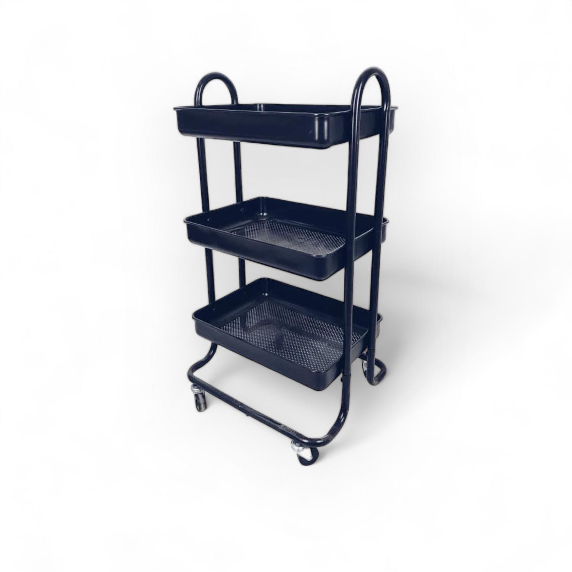 Етажерка-візочок 3 полиці чорний метал SR-046