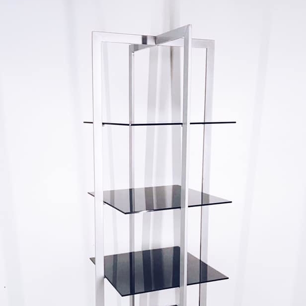 Стелаж 4 полиці скло/метал квадратний SR-047