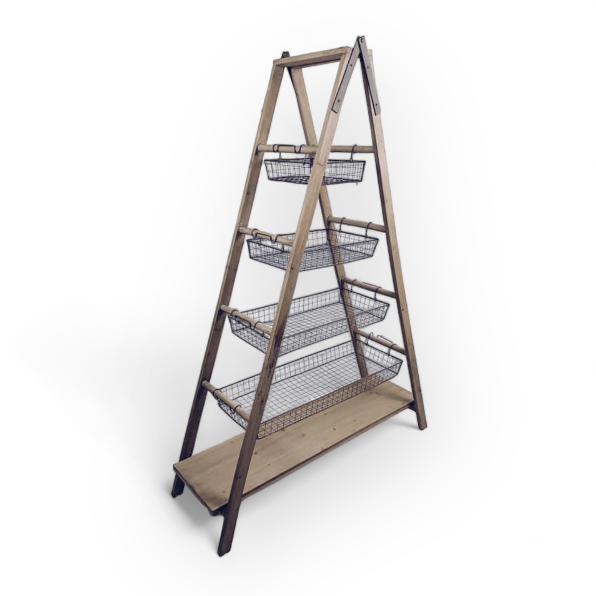 Стелаж-стрем'янка з навісними кошиками-полицями дерево/метал SR-048