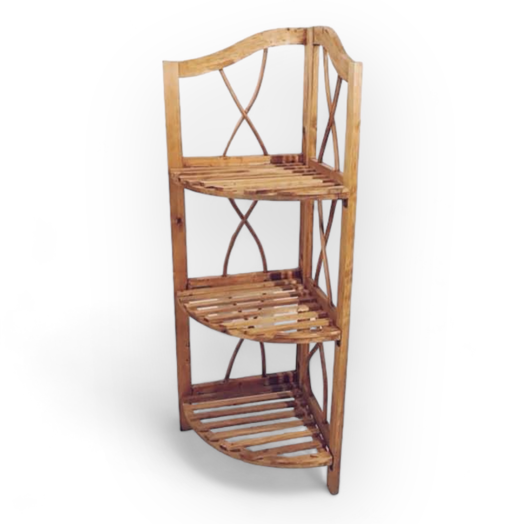 Етажерка кутова напівкругла 3 полиці світле дерево SR-049