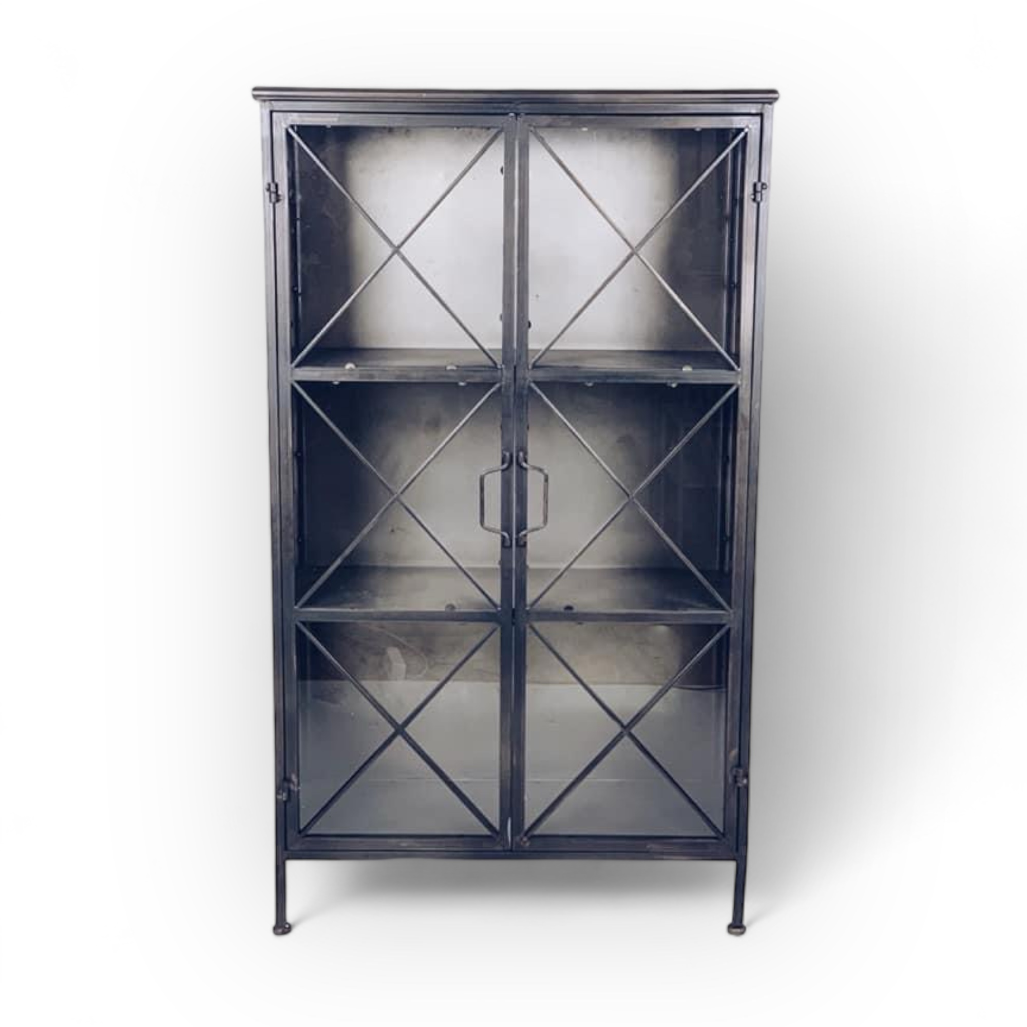 Шафа "лофт" скляні дверцята метал чорний SR-050