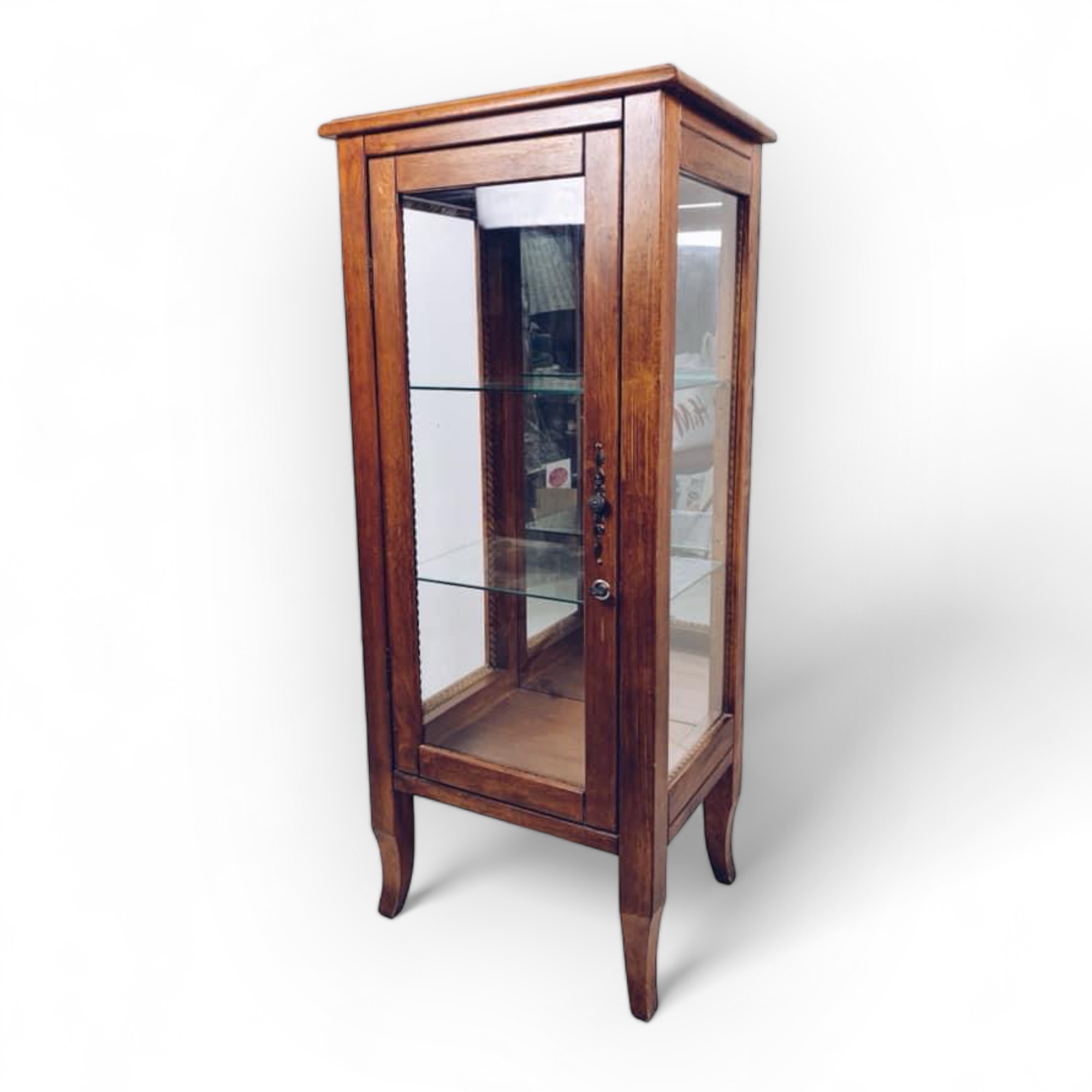 Тумба-вітрина мала вінтаж дерево/скло CB-042