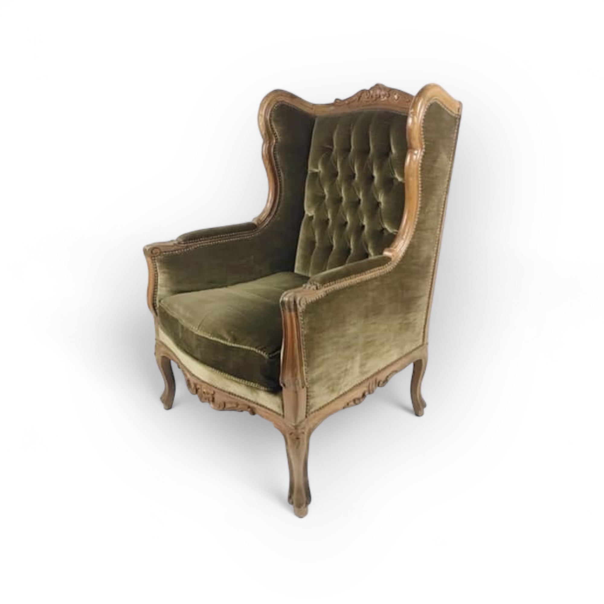 Крісло вінтаж велюр темно-оливковий CH-017