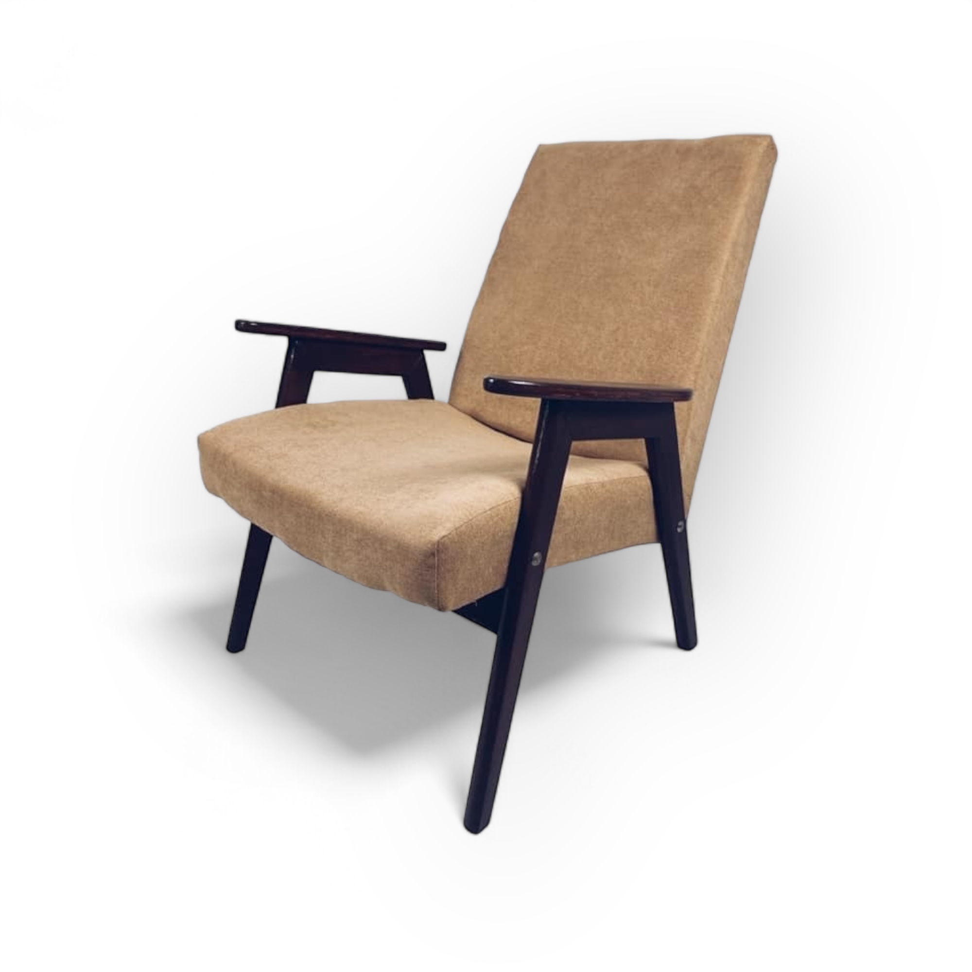 Крісло 70-х беж/темне дерево CH-098