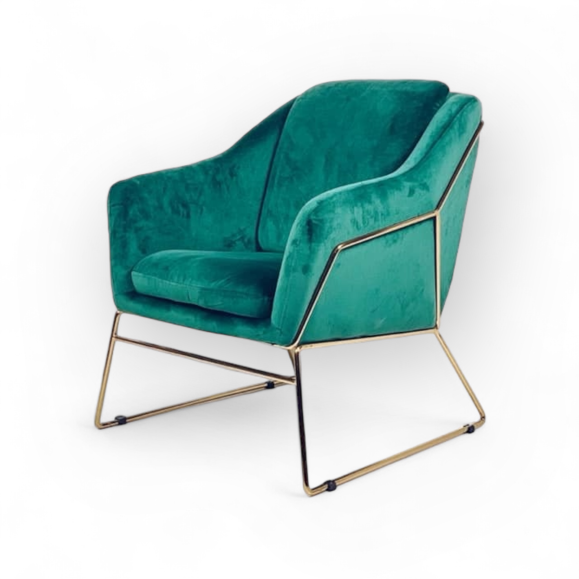 Крісло велюр на металевому каркасі смарагдовий/золотий CH-100