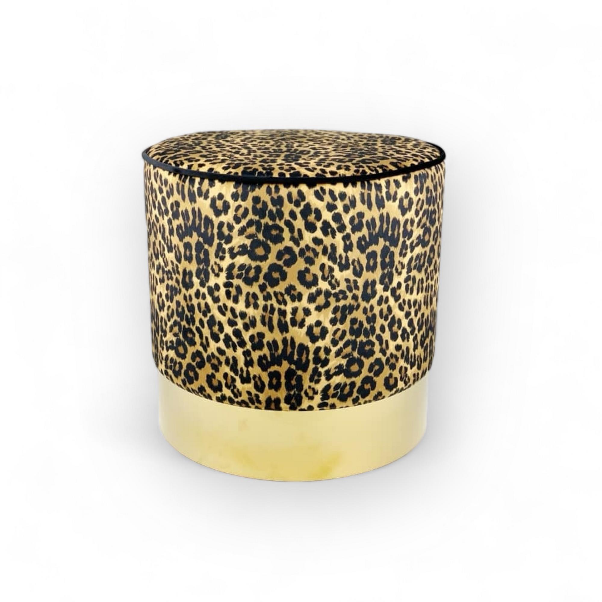 Пуф велюр "леопард" золотий обідок PF-026