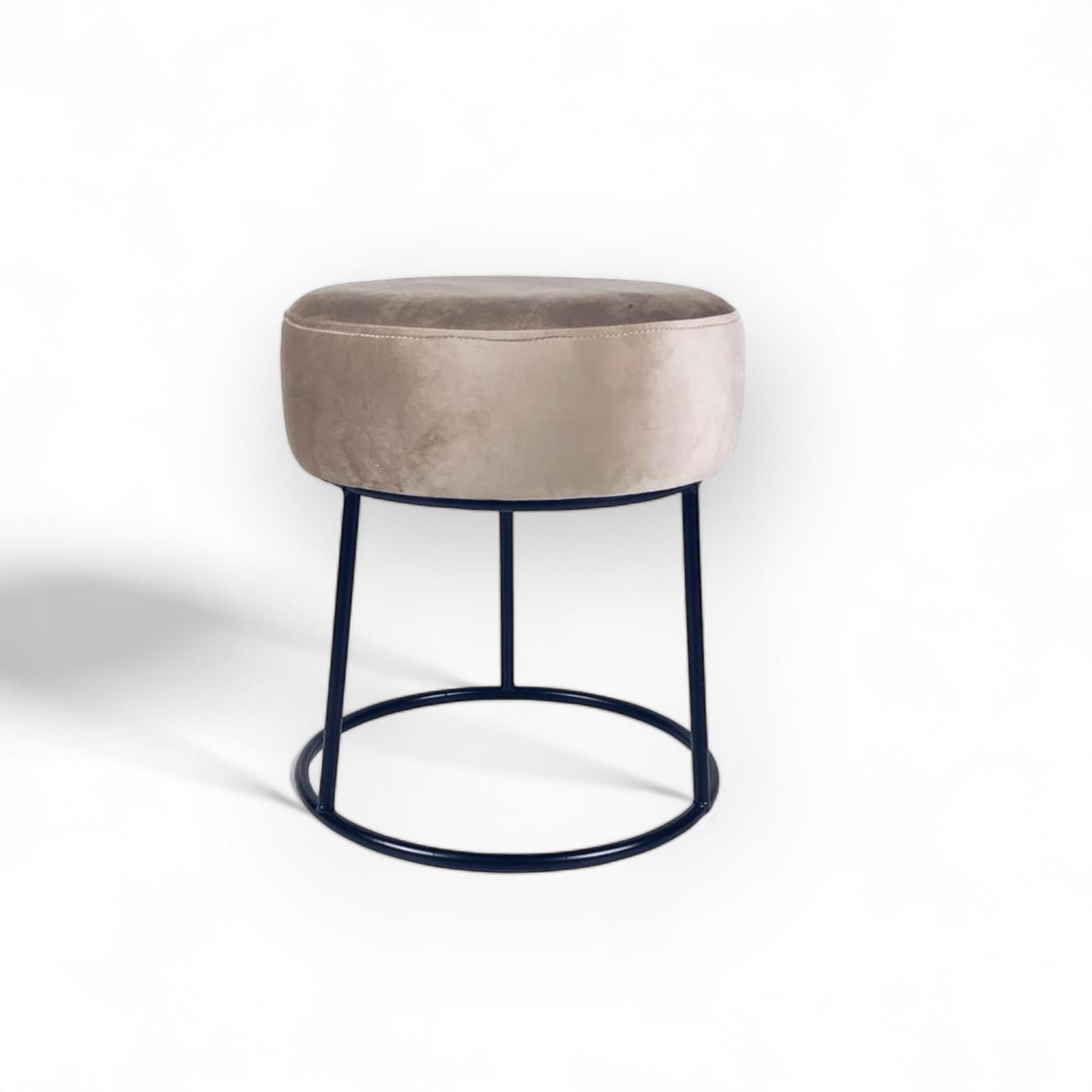 Пуф-табурет велюр беж на металевій основі PF-027