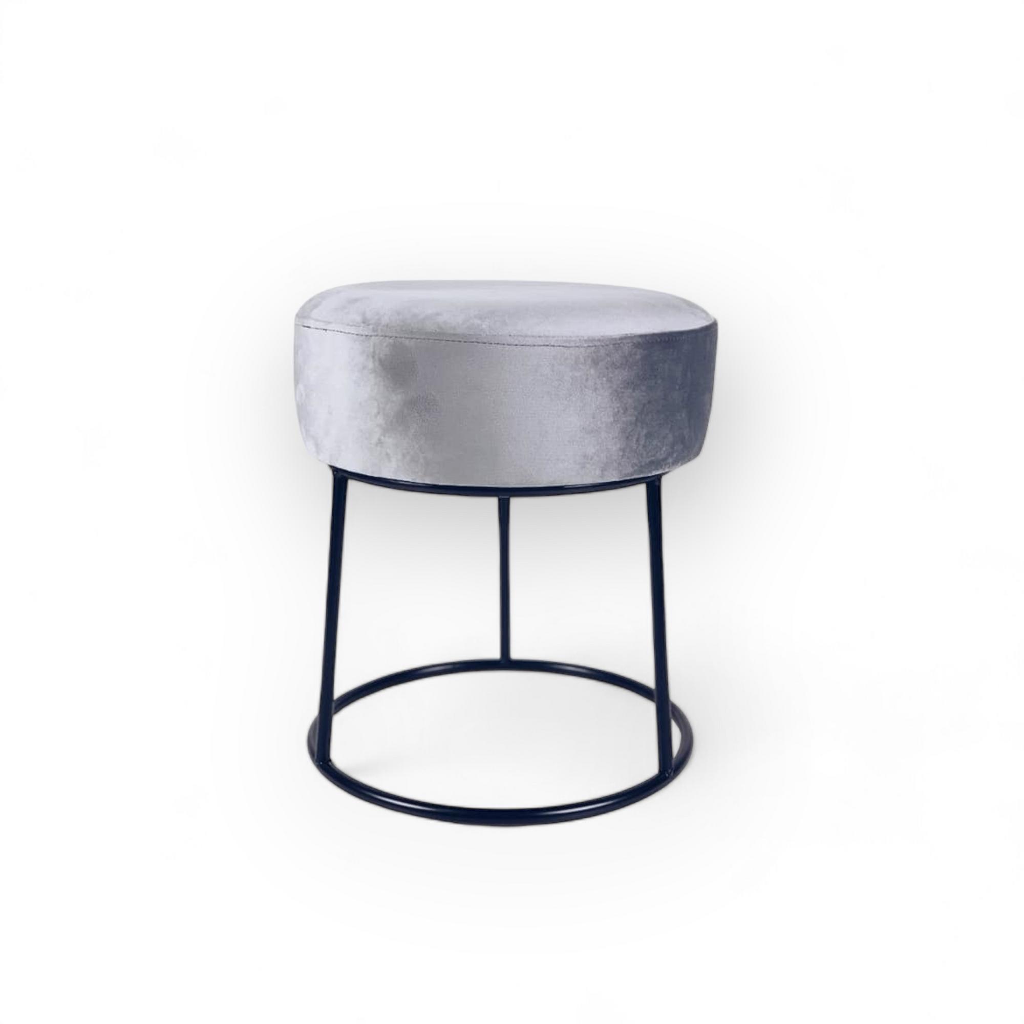Пуф-табурет велюр світло-сірий на металевій основі PF-028