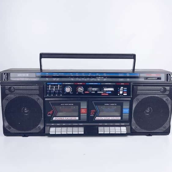 Магнітофон 2-касетний чорний AU-024