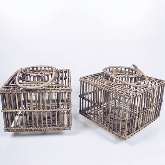 Ліхтар-підсвічник бамбук/скло CL-070