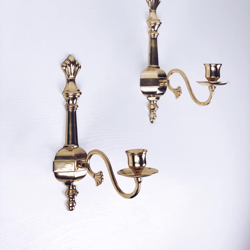 Канделябр настінний на 1 свічку золото метал CA-019