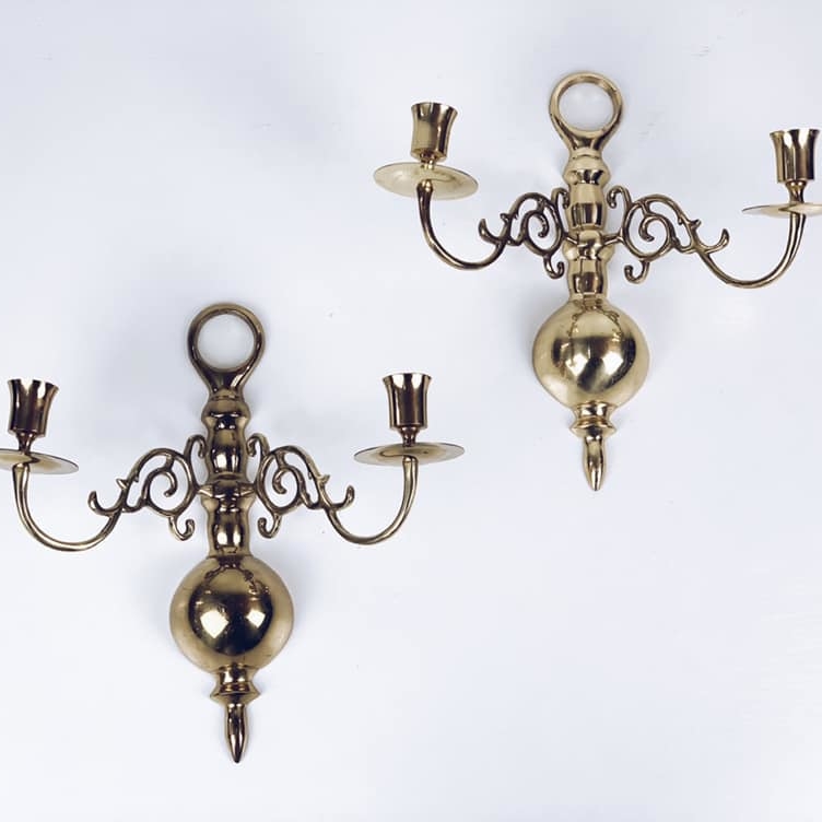 Канделябр настінний на 2 свічки золото метал CA-011