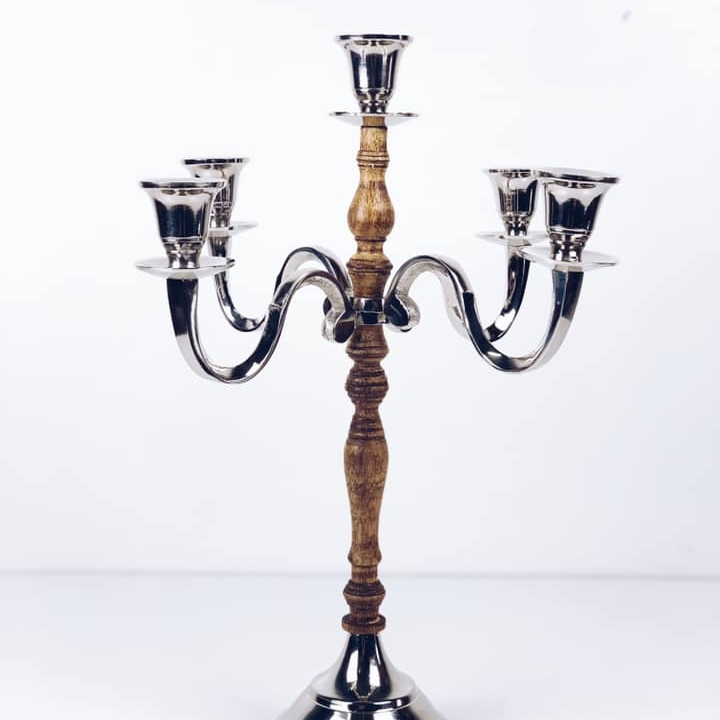 Канделябр на 5 свічок дерево/метал хром CA-010