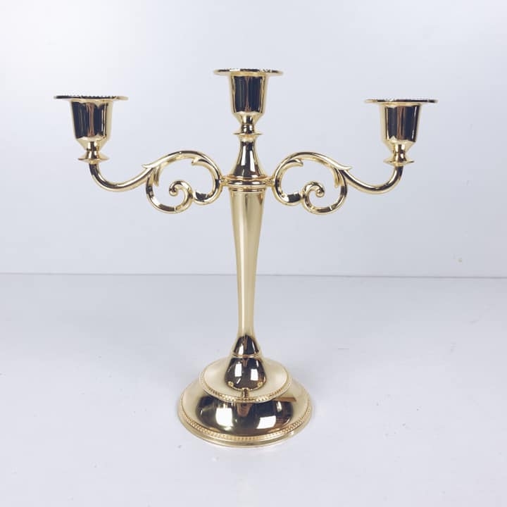Канделябр на 3 свічки золото метал CA-148
