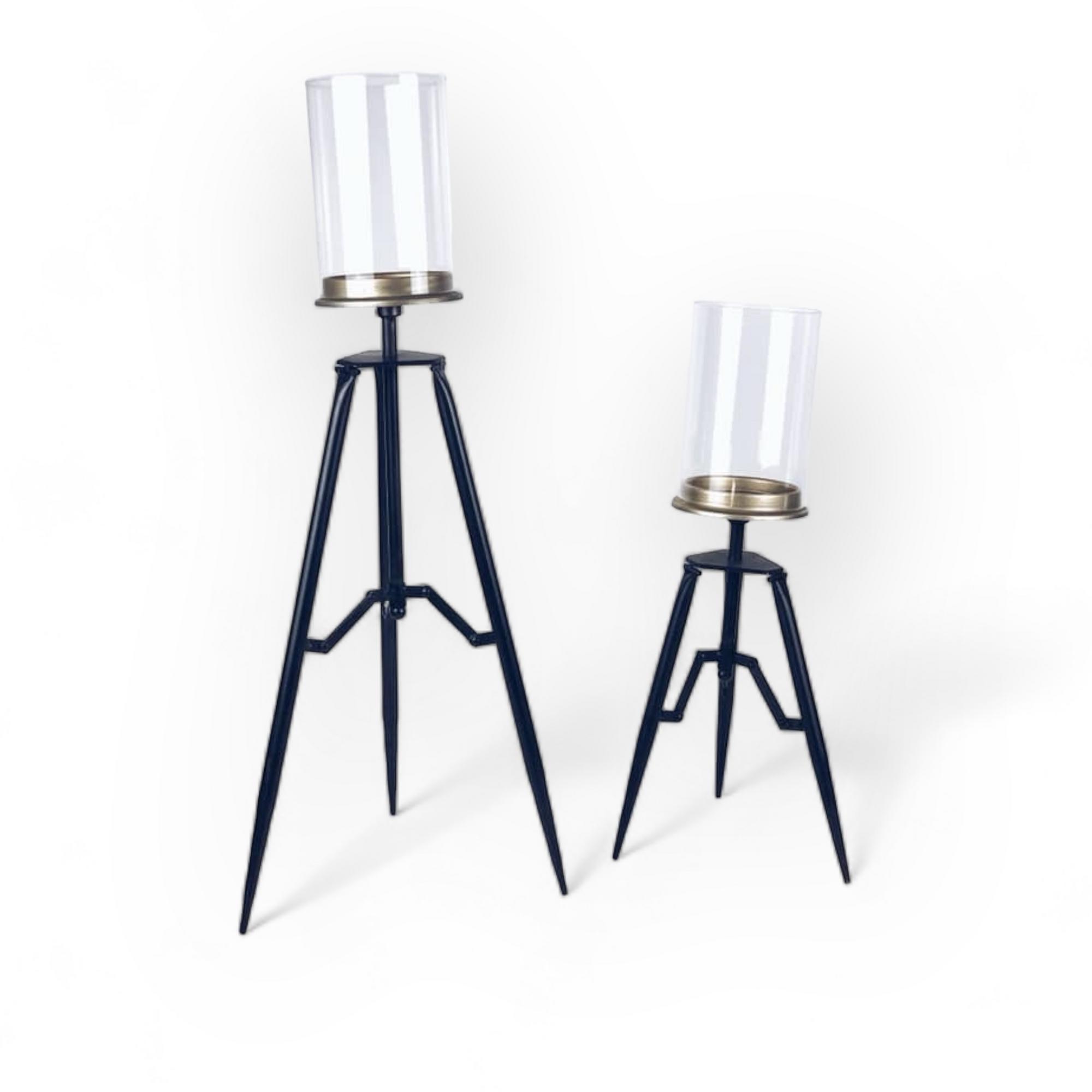 Підсвічник-трипод з колбою метал/скло CA-094