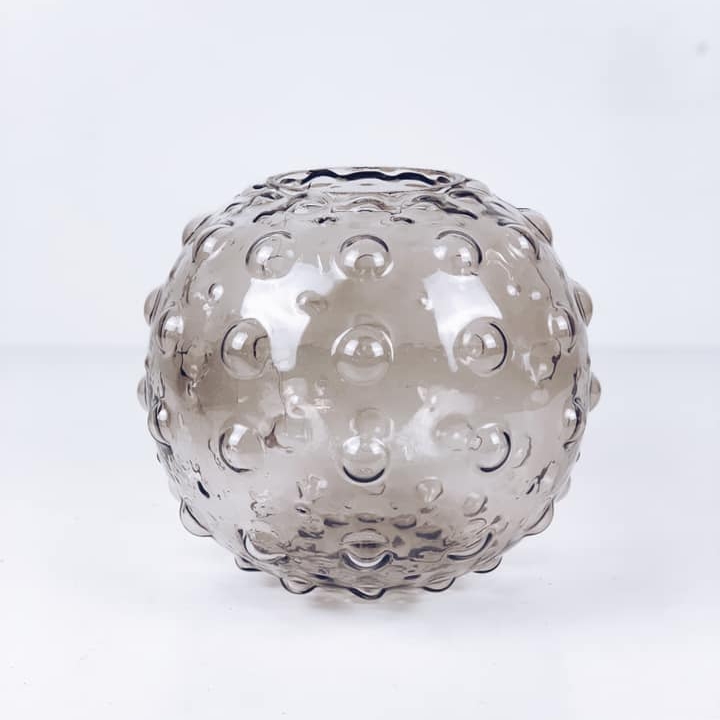 Ваза куля з рельєфними крапками скло сіро-коричневе VA-307