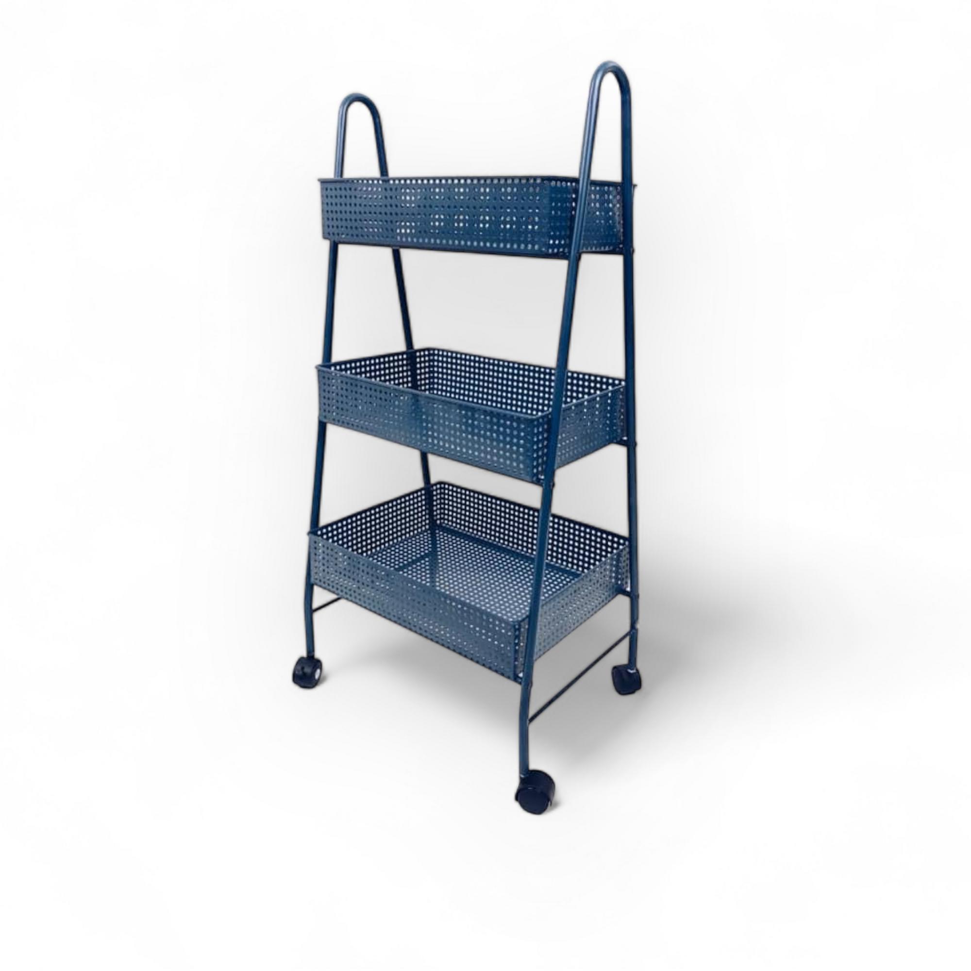 Етажерка-візочок 3 полиці синій метал SR-052