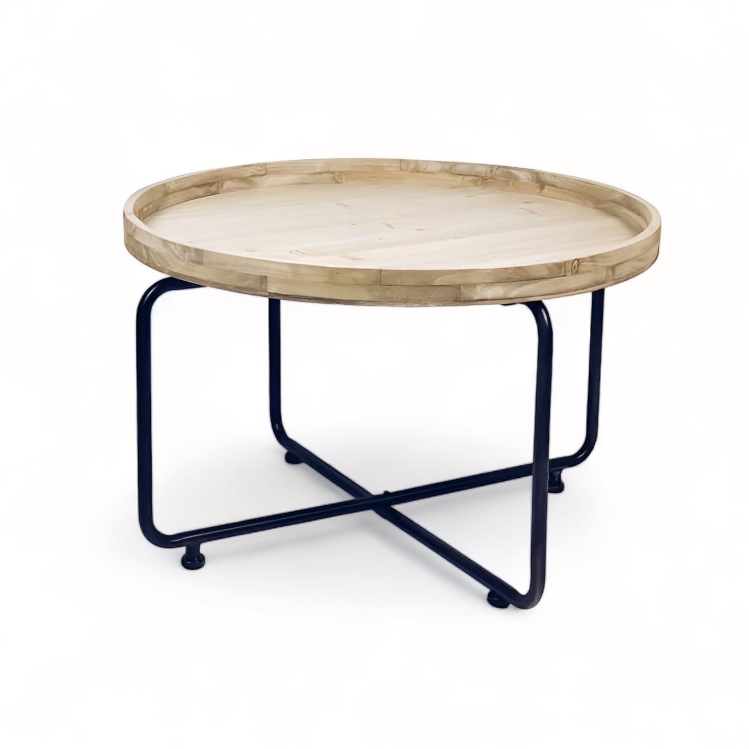 Стіл кавовий круглий низький дерево/метал TB-570