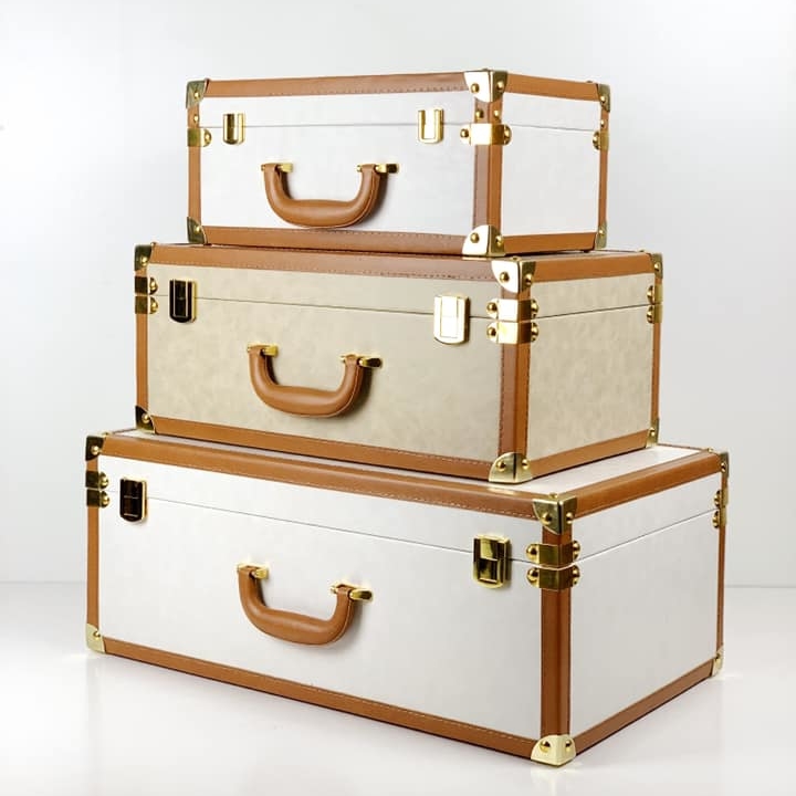 Набір валіз у ретро стилі білий/беж VL-055