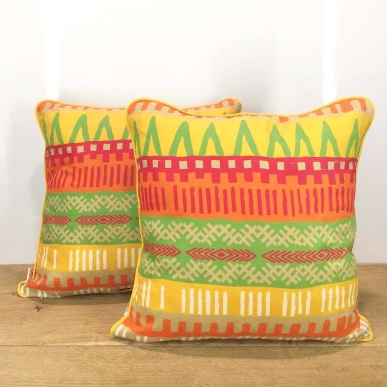 Подушка декоративна орнамент оранж/жовт п/е PW-068