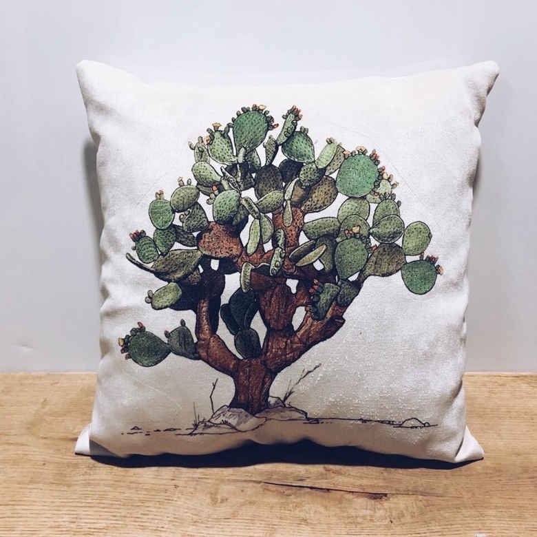 Подушка декоративна велюр принт Кактус PW-075