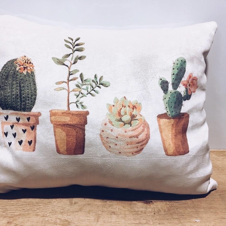 Подушка декоративна прямокутна велюр принт Кактуси PW-076