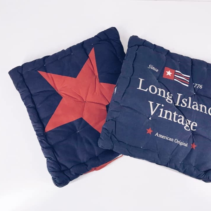 Подушка декоративна для сидіння синя в американському стилі PW-175