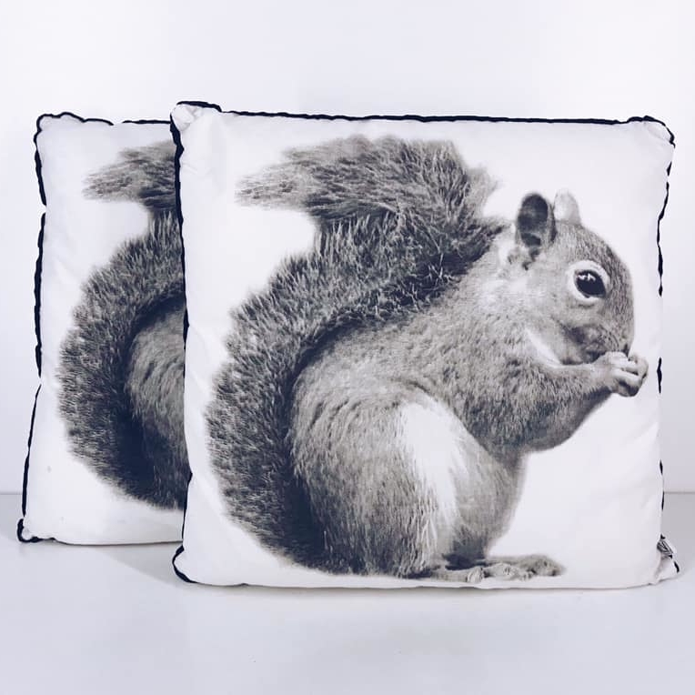 Подушка декоративна принт Білка чорний/білий PW-161