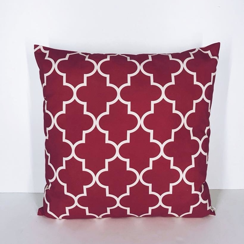 Подушка декоративна принт фігурні ромби червоний/білий PW-113