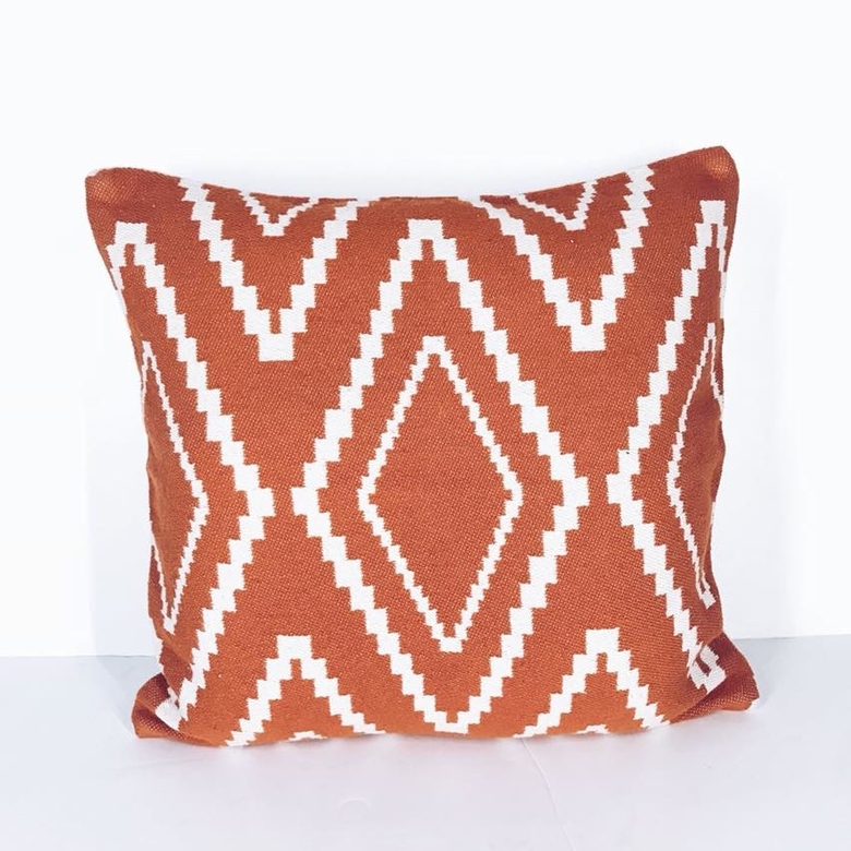 Подушка декоративна ромби оранжевий/білий PW-124